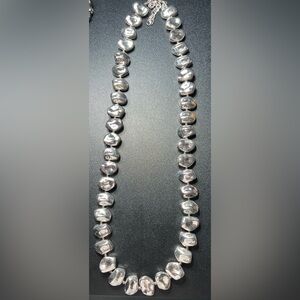 Chico's Signed Silver Tone Chunky Nugget Beaded Long Necklace